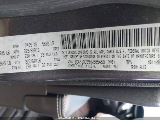 1C4PJMDS9HW505459 Jeep Cherokee High Altitude 4x4