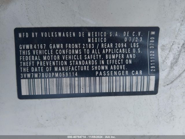 3VW7M7BU0PM059114 Volkswagen Jetta 1.5t Se