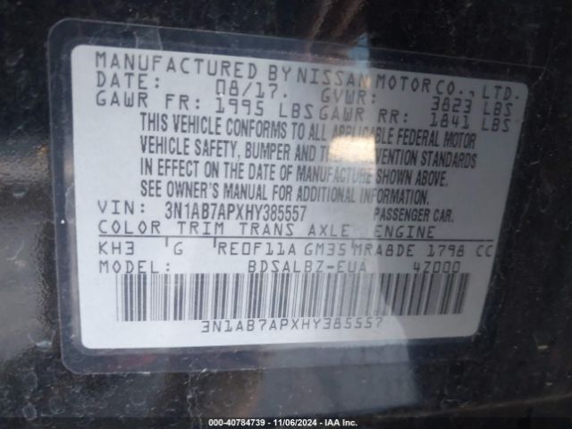 3N1AB7APXHY385557 Nissan SENTRA S