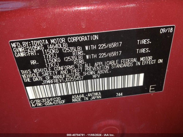 Toyota Rav4 Adventure/xle 2018 JTMRFREV1JD255457 Image 9