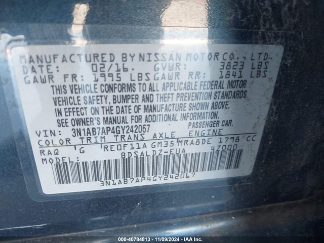 Nissan SENTRA SV 2016 3N1AB7AP4GY242067 Image 9