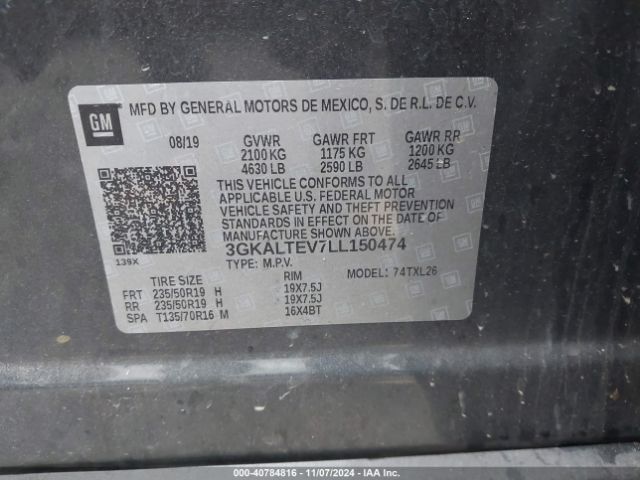 3GKALTEV7LL150474 GMC Terrain Awd Sle