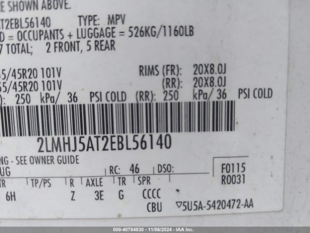 2LMHJ5AT2EBL56140 Lincoln Mkt Ecoboost