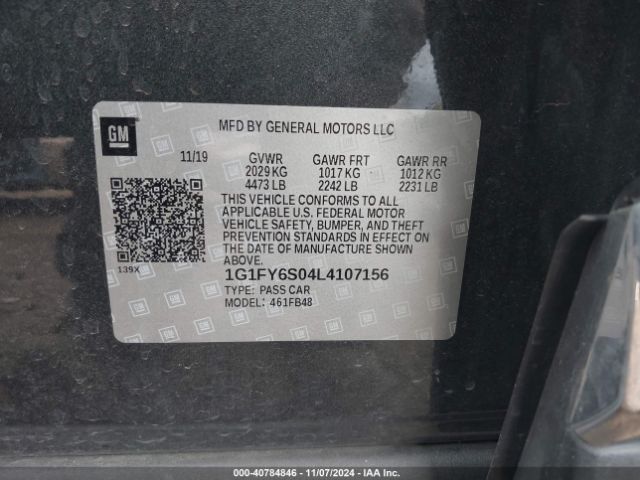 1G1FY6S04L4107156 Chevrolet Bolt Ev Fwd Lt