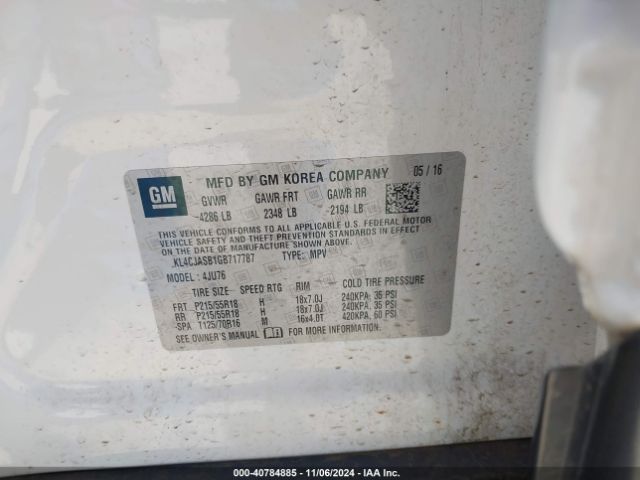 KL4CJASB1GB717787 Buick Encore