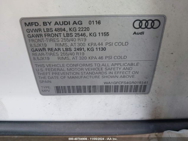 WA1GFCFS4GR015141 Audi Q3 2.0t Premium Plus