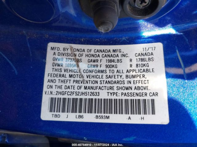 2HGFC2F52JH512633 Honda Civic Lx