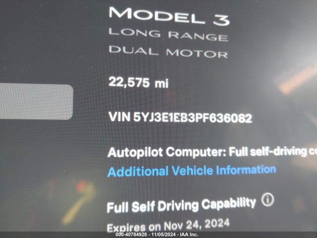 Tesla Model 3 Long Range Dual Motor All-wheel Drive 2023 5YJ3E1EB3PF636082 Image 16