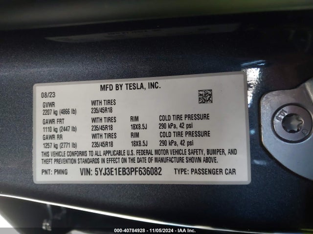 2023 TESLA MODEL 3 5YJ3E1EB3PF636082 Photo 8