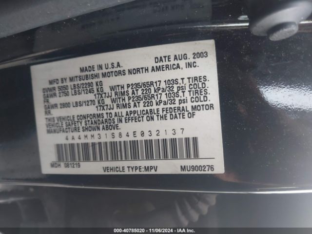 2004 MITSUBISHI ENDEAVOR 4A4MM31S84E032137 Photo 8