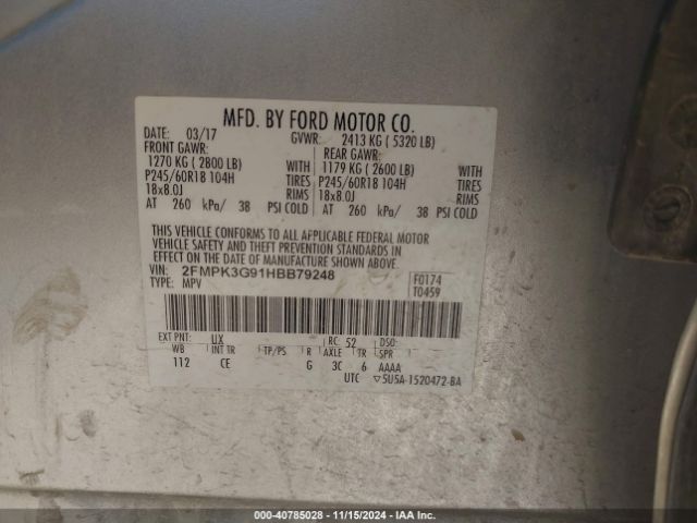 2FMPK3G91HBB79248 Ford EDGE SE