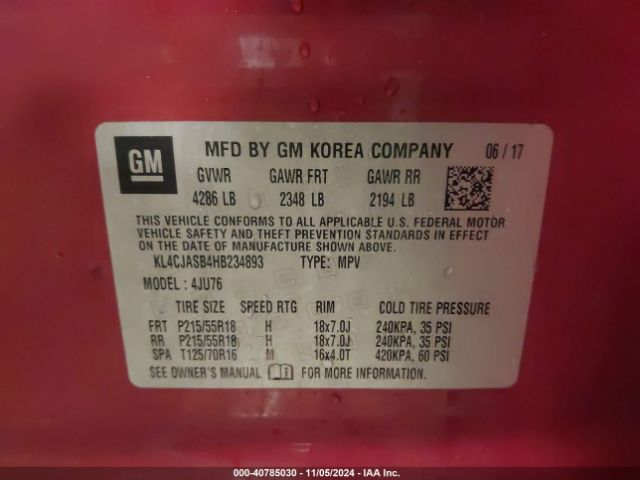 KL4CJASB4HB234893 Buick Encore Preferred