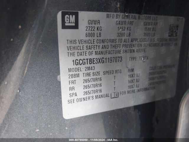 1GCGTBE3XG1197073 Chevrolet Colorado Wt