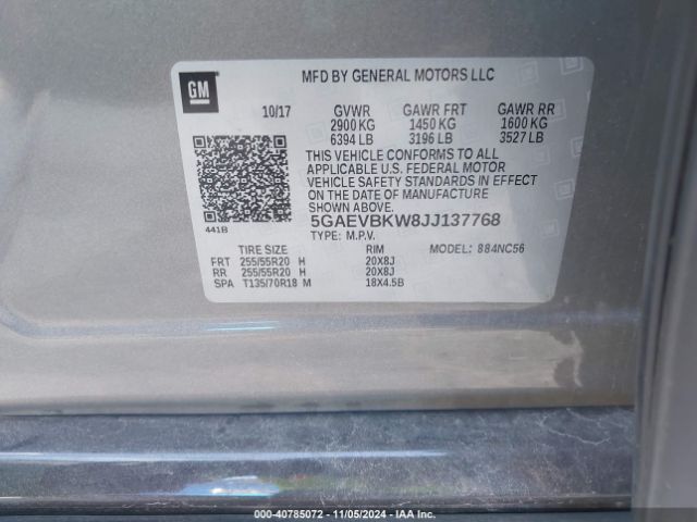 5GAEVBKW8JJ137768 Buick Enclave Premium