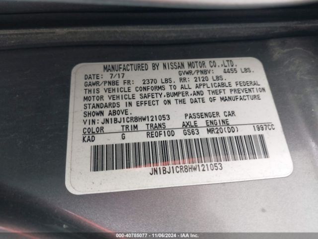 JN1BJ1CR8HW121053 Nissan Rogue Sport Sv