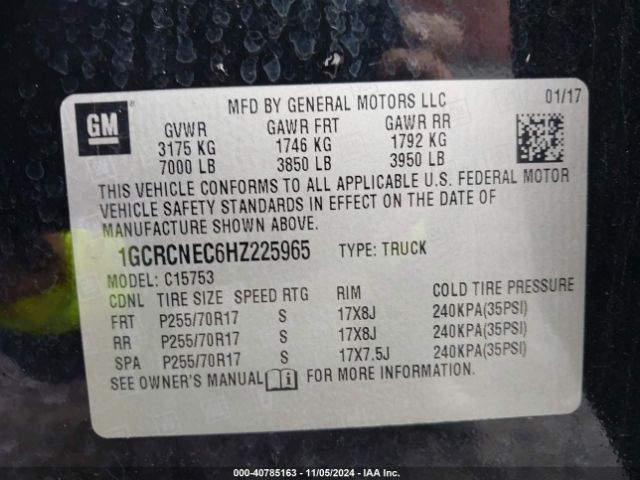 1GCRCNEC6HZ225965 Chevrolet Silverado 1500 Wt