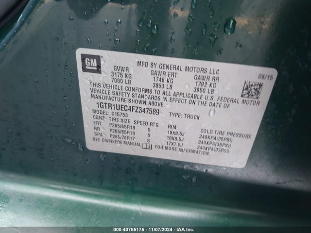 GMC Sierra 1500 Sle 2015 1GTR1UEC4FZ347589 Image 9