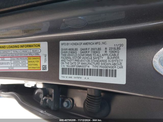 19UUB5F33MA003714 Acura Tlx Standard