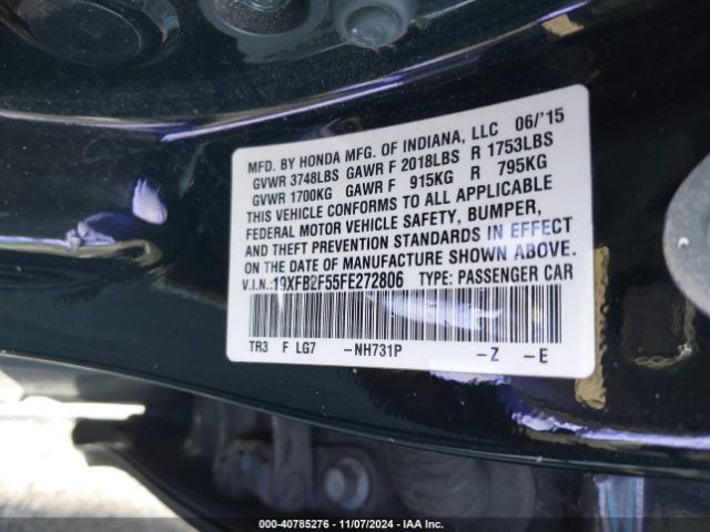 19XFB2F55FE272806 Honda Civic Lx