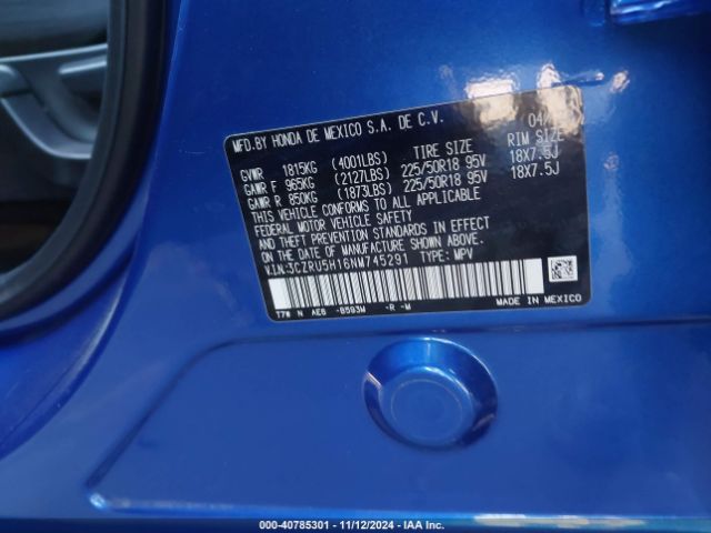 3CZRU5H16NM745291 Honda Hr-v 2wd Sport