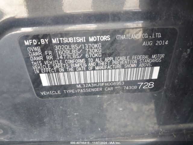 ML32A3HJ5FH008953 Mitsubishi Mirage De/rf