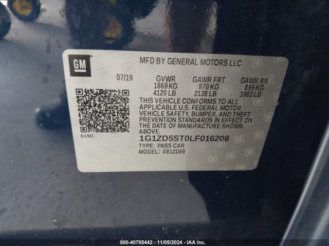1G1ZD5ST0LF016208 Chevrolet Malibu Fwd Lt