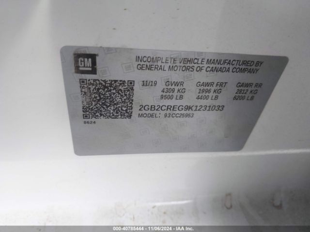 2GB2CREG9K1231033 Chevrolet Silverado 2500hd Wt