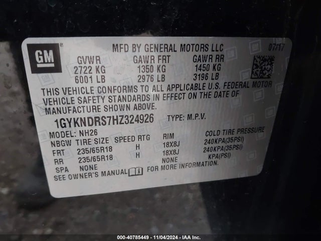 2017 CADILLAC XT5 1GYKNDRS7HZ324926 Photo 8