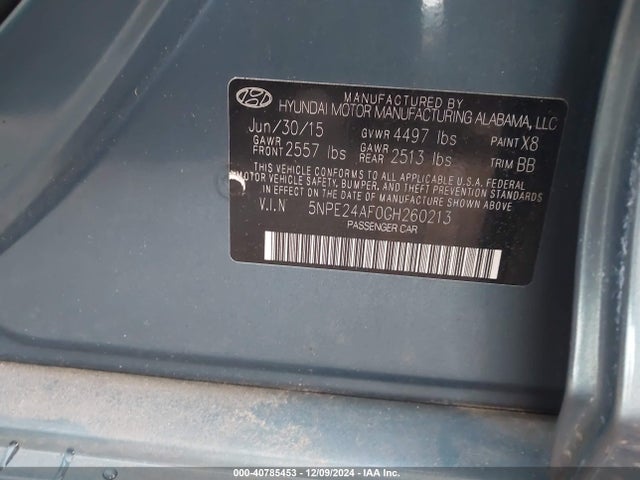 Hyundai SONATA SE 2016 5NPE24AF0GH260213 Image 9