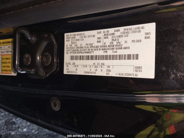Ford F-150 Xl 2020 1FTEX1EP8LFA90271 Image 9