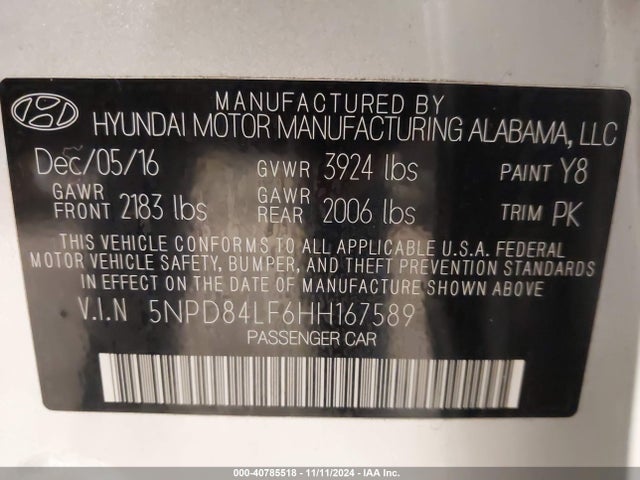 Hyundai ELANTRA SE 2017 5NPD84LF6HH167589 Image 9