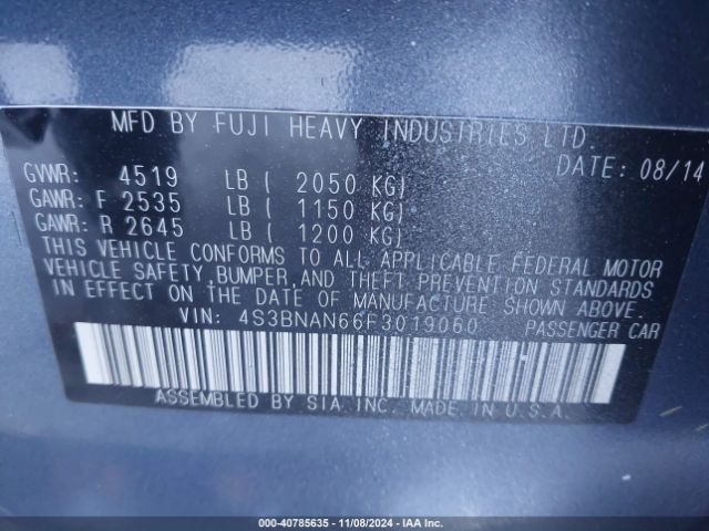 4S3BNAN66F3019060 Subaru Legacy 2.5i Limited