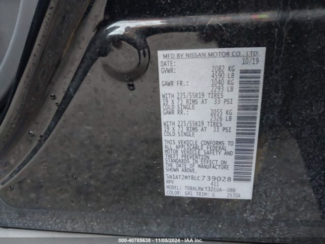 5N1AT2MT8LC739028 Nissan Rogue Sl Fwd