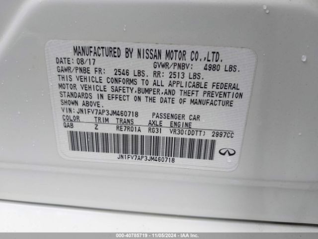 JN1FV7AP3JM460718 Infiniti Q50 3.0t Red Sport 400