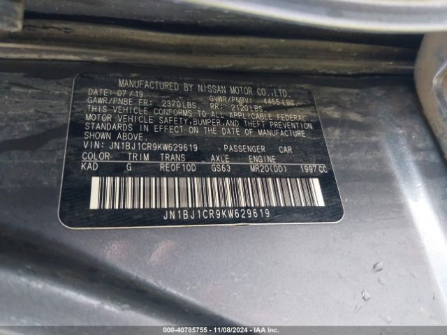 JN1BJ1CR9KW629619 Nissan Rogue Sport S