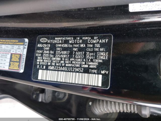 2020 HYUNDAI TUCSON KM8J23A46LU129452 Photo 8