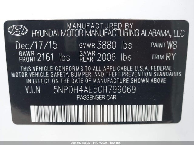 Hyundai Elantra Value Edition 2016 5NPDH4AE5GH799069 Image 9