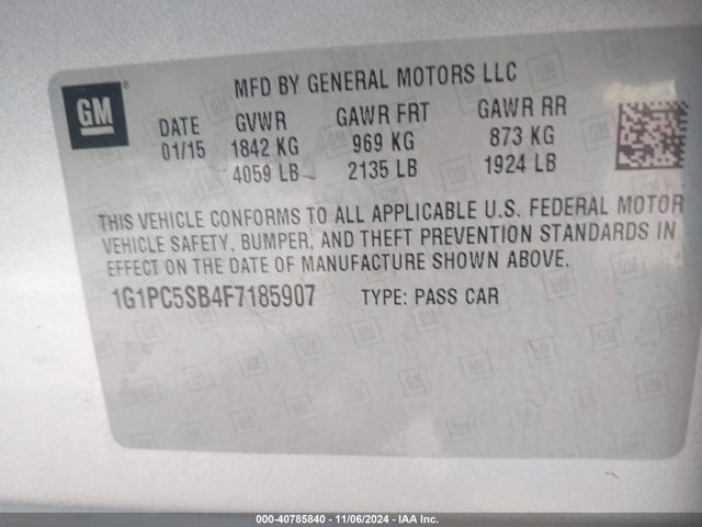Chevrolet Cruze 1lt Auto 2015 1G1PC5SB4F7185907 Image 9