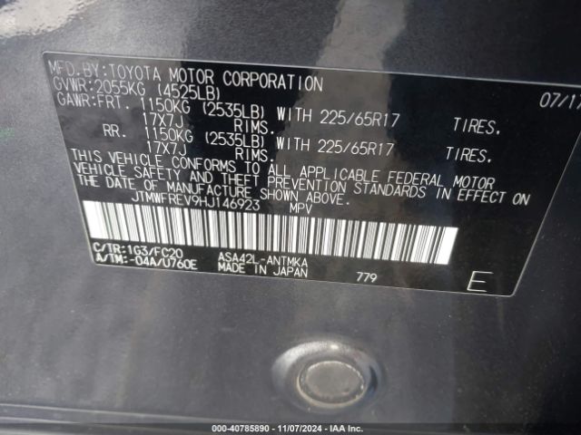 JTMWFREV9HJ146923 Toyota Rav4 Xle