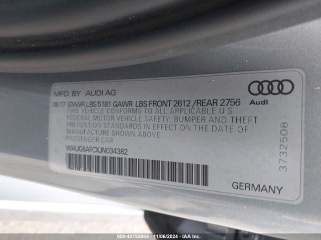 WAUG8AFCXJN034382 Audi A6 2.0t Premium