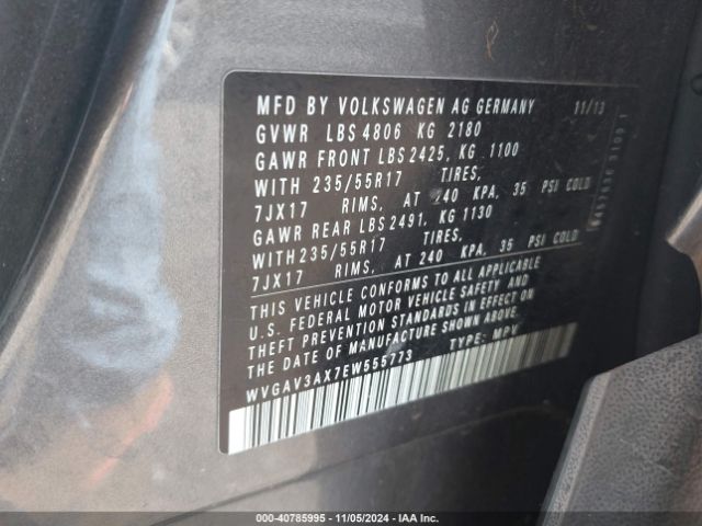 WVGAV3AX7EW555773 Volkswagen TIGUAN SE