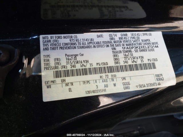 Ford FOCUS SE 2014 1FADP3K2XEL272144 Image 9