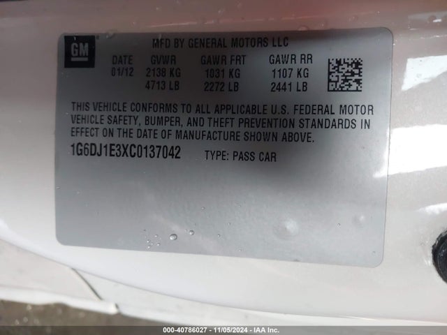 2012 CADILLAC CTS 1G6DJ1E3XC0137042 Photo 8
