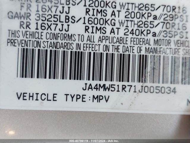 2001 MITSUBISHI MONTERO JA4MW51R71J005034 Photo 8