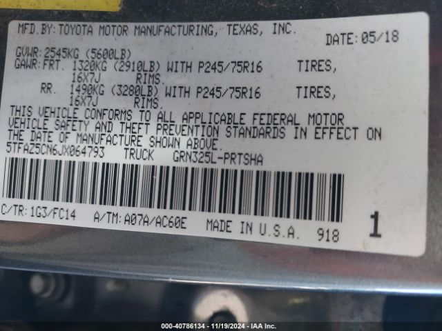 5TFAZ5CN6JX064793 Toyota Tacoma Sr5 V6