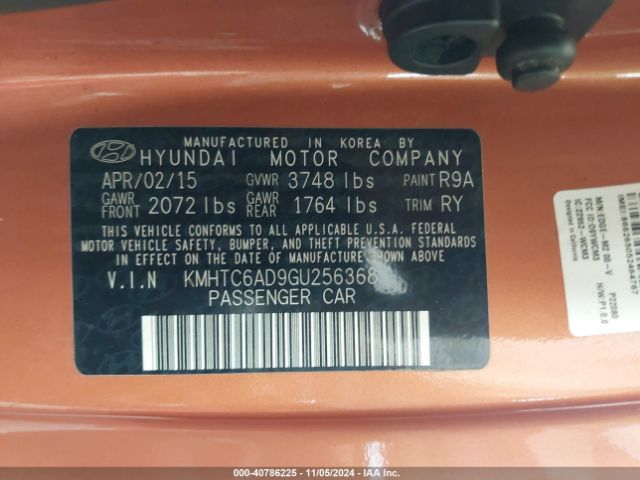 KMHTC6AD9GU256368 Hyundai Veloster