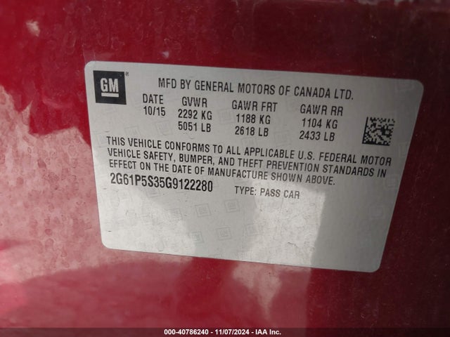 2016 CADILLAC XTS 2G61P5S35G9122280 Photo 8