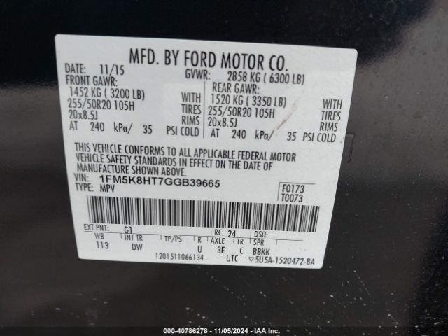 1FM5K8HT7GGB39665 Ford Explorer Platinum