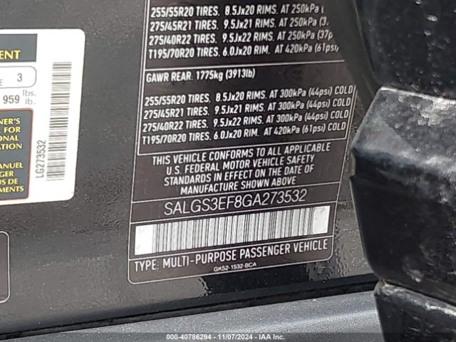 SALGS3EF8GA273532 Land Rover Range Rover 5.0l V8 Supercharged