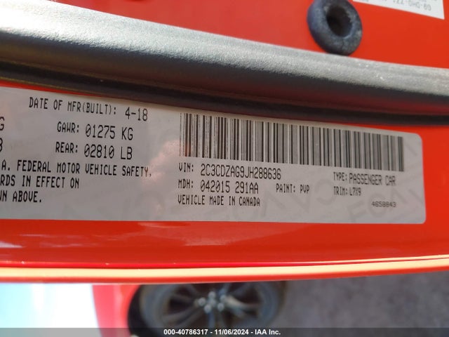 Dodge Challenger Sxt 2018 2C3CDZAG9JH288636 Image 9